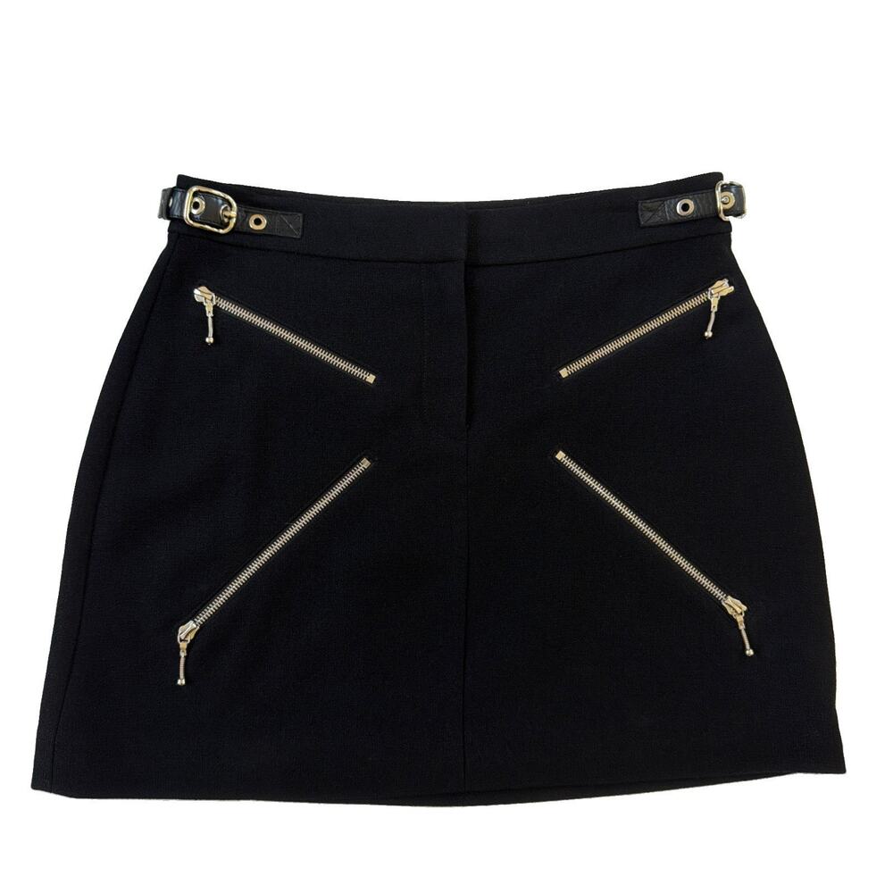 Alexander Wang Cupro Mini Skirt Black Womens Size 8 Multi Zip Edgy Designer